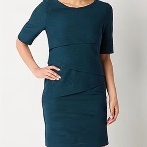 Connected Apparel Womens Laser Cut Tiered Sheath Dress